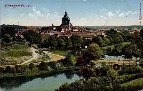 Ak Harzgerode Harz, Teilansicht der Stadt, St. Marienkirche