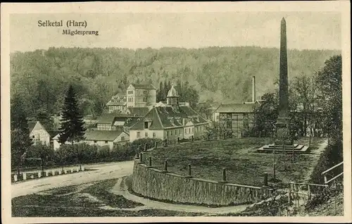 Ak Mägdesprung Harzgerode am Harz, Teilansicht, Selketal, Denkmal