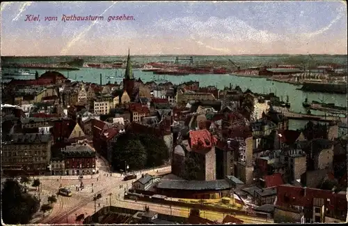 Ak Kiel, Rathausturm, Gesamtansicht