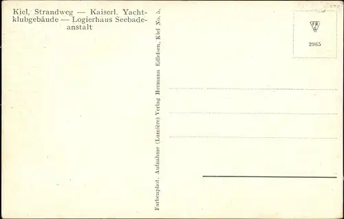 Ak Kiel in Schleswig Holstein, Wasserpartie, Strandweg, Kaiserl. Yachtclubgebäude, Logierhaus