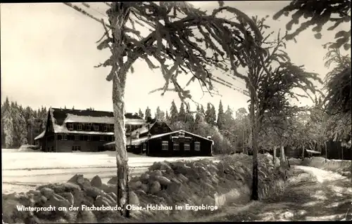 Ak Holzhau Rechenberg Bienenmühle Erzgebirge, Fischerbaude, Winter