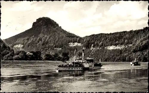 Ak Bad Schandau an der Elbe, Lilienstein, Schiff Dampfer Riesa