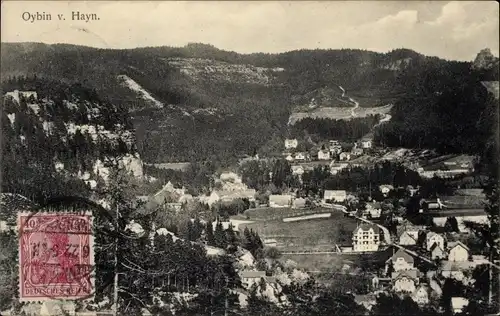 Ak Oybin in Sachsen, Panoramablick auf den Ort