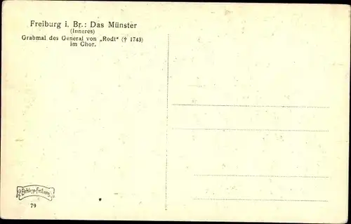 Ak Freiburg im Breisgau, Münster, Chor, Grabmal General von Rodt
