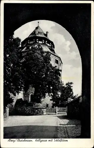 Ak Alzey in Rheinhessen, Hellgasse, Schlossturm