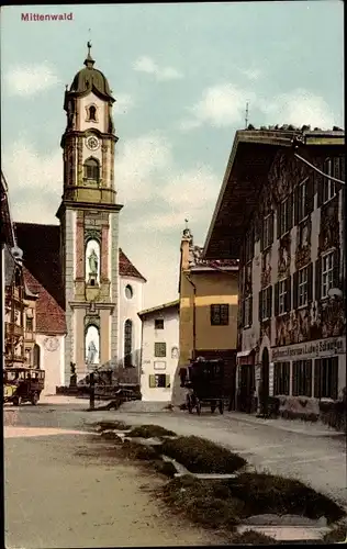 Ak Mittenwald in Oberbayern, Turm, Altes Haus