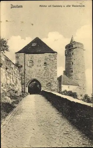 Ak Bautzen in der Oberlausitz, Mühltor, Eselsberg, alte Wasserkunst