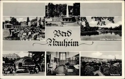 Ak Bad Nauheim in Hessen, Kurhaus, Großer Teich, Teichhaus, Badezelle, Teilansicht, Trinkkuranlage