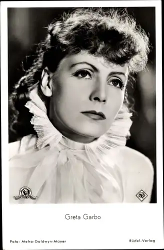Ak Schauspielerin Greta Garbo, Portrait, Filme Anna Karenina, Königin Christine