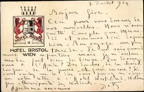 Ak Wien 1. Innere Stadt Österreich, Hotel Bristol, Kärntner Ring