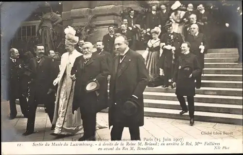 Ak Paris, Roi et la Reine de Danemark, 15. Juin 1907, Fallières, Briand, Beneditte