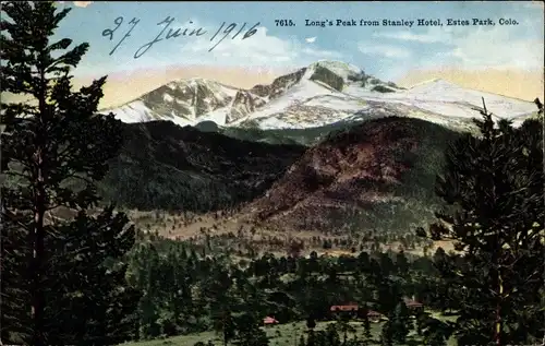 Ak Estes Park Colorado USA, Long's Peak vom Stanley Hotel
