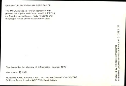 Ak Angola, MPLA, Ministry of Information 1976