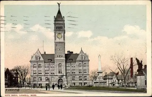 Ak Lowell Massachusetts USA, Rathaus