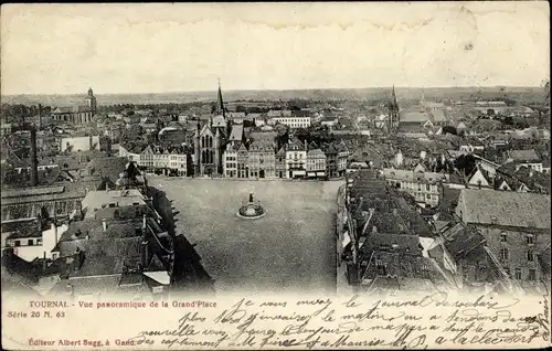 Ak Tournai Wallonien Hennegau, Grand Place, Panorama