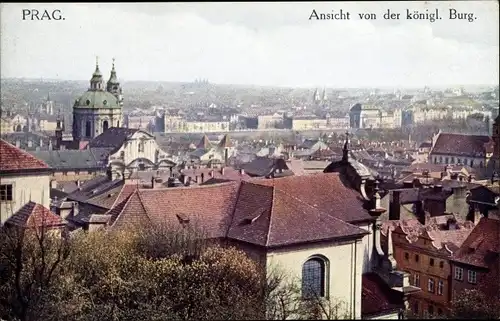 Ak Praha Prag Tschechien, Panorama, Blick von der königlichen Burg