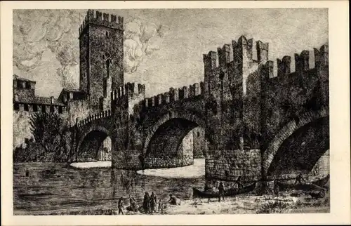 Künstler Ak Fagiuoli, Ettore, Verona Veneto, Ponte di Castelvecchio