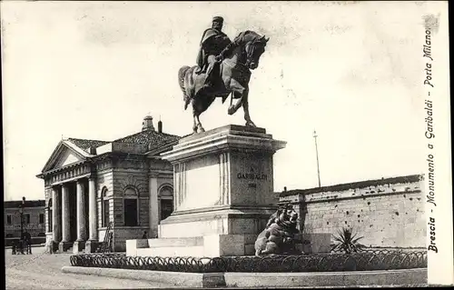Ak Brescia Lombardia, Monumento a Garibaldi, Porta Milano
