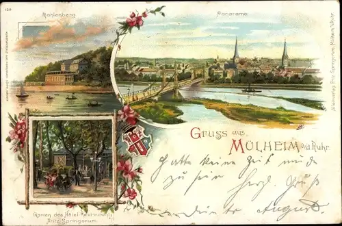 Litho Mülheim an der Ruhr in Nordrhein Westfalen, Rahlenberg, Panorama, Kreistagsgebäude