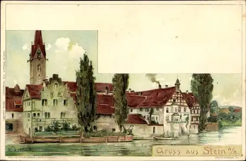 Künstler Litho Dussaudt, Stein am Rhein Kanton Schaffhausen, Blick auf den Ort