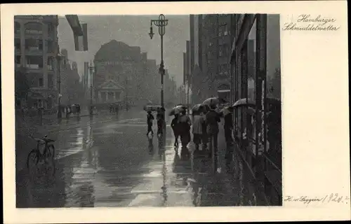 Ak Hamburg, Schmuddelwetter, Straßenpartie