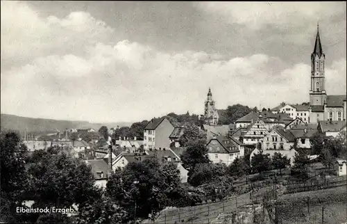 Ak Eibenstock Erzgebirge, Teilansicht, Kirche