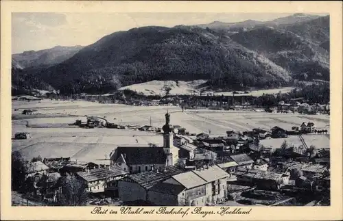 Ak Reit im Winkl Oberbayern, Panorama, Bahnhof, Kirche