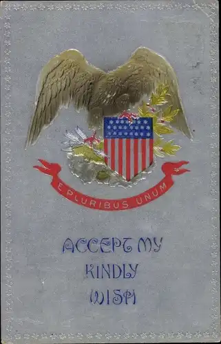 Präge Wappen Ak USA, E Pluribus Unum, Adler