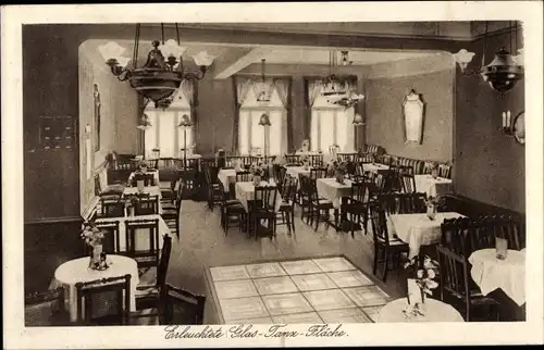 Ak Borna in Sachsen, Kaffeehaus Konditorei Robert Haußmann, erleuchtete Glas-Tanzfläche