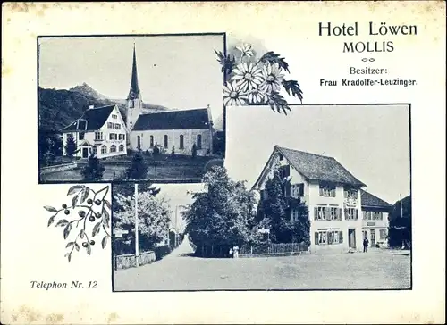 Ak Mollis Kanton Glarus Schweiz, Hotel Löwen