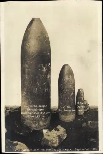 Ak Von der Schlacht am Hohenzollernwerk, I WK, Englische Blindgänger