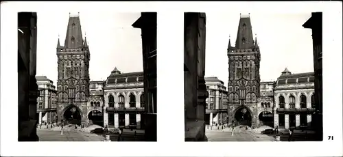 Stereo Raumbild Foto Praha Prag, Altstadt, Pulverturm