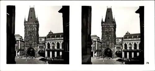 Stereo Raumbild Foto Praha Prag, Altstadt, Pulverturm