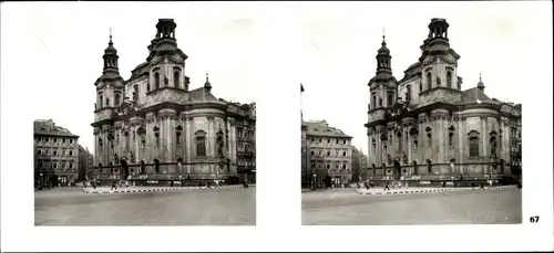Stereo Raumbild Foto Praha Prag, Altstadt, Altstädter Ring, Niklaskirche