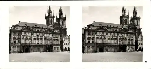 Stereo Raumbild Foto Praha Prag, Altstadt, Altstädter Ring, Kinsky-Palais