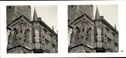Stereo Raumbild Foto Praha Prag, Altstadt, Altstädter Ring, Rathaus, Erker