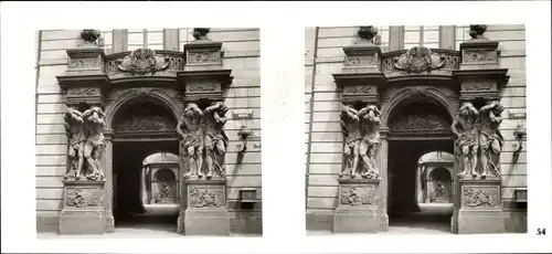 Stereo Raumbild Foto Praha Prag, Altstadt, Clam-Gallas-Palais, Portal