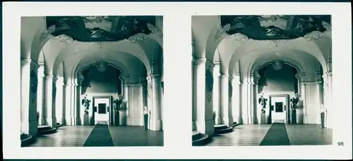 Stereo Foto Praha Prag, Schloss Königsaal, Innenansicht