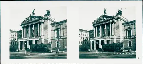 Stereofoto Praha Prag, Neustadt, Neues Deutsches Theater, Opernhaus