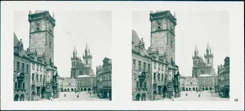 Stereo Foto Praha Prag, Altstadt, Altstädter Ring, Teinkirche