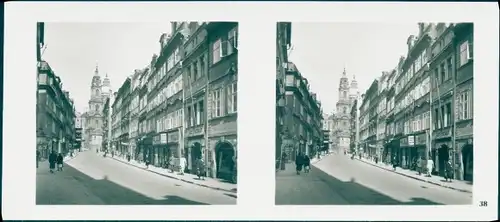 Stereo Foto Praha Prag, Kleinseite, Brückengasse, Niklaskirche