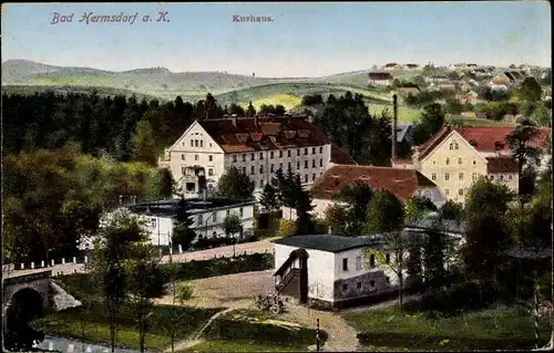 Ak Jerzmanice Zdrój Bad Hermsdorf an der Katzbach Niederschlesien, Kurhaus