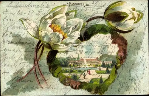 Passepartout Litho Hannover in Niedersachsen, Schloss Herrenhausen, Blumen