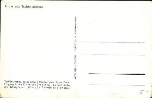 Ak Częstochowa Tschenstochau Schlesien, Jasna Gora, Kirche, Königliche Räume