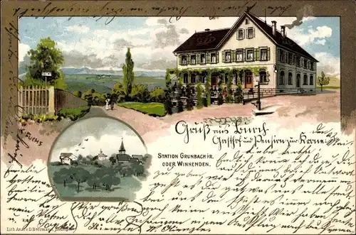 Künstler Litho Fuchs, K., Buoch Remshalden, Blick auf Gasthaus zur Krone