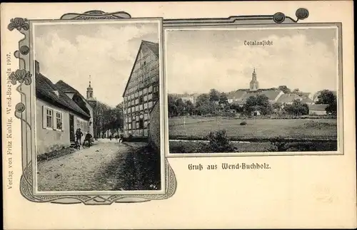 Ak Wend Buchholz Märk. Buchholz, Gasse im Ort, Fachwerk