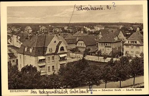 Ak Berlin Zehlendorf, Schweitzer Straße, Scharfe Straße, Panorama