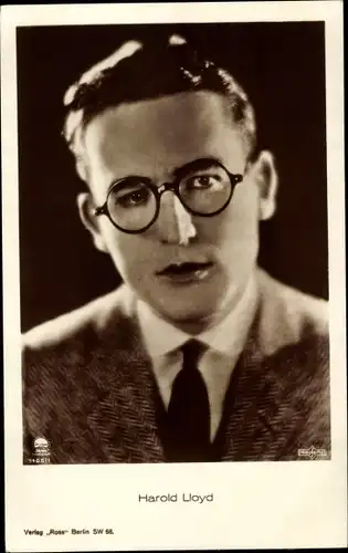 Ak Schauspieler Harold Lloyd, Portrait, Brille, Ross Verlag 1485/1