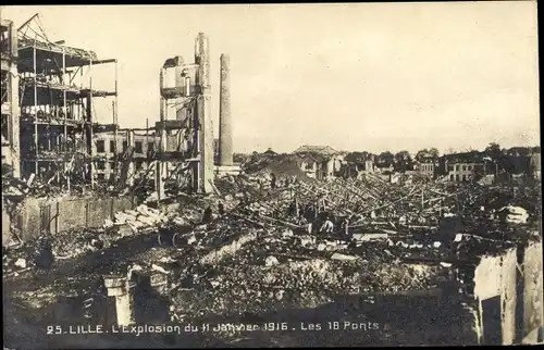 Ak Lille Nord, Die Explosion vom 11. Januar 1916, Die 18 Brücken