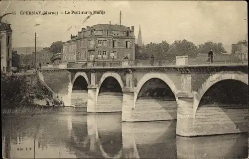 Ak Epernay Marne, Le Pont sur la Marne